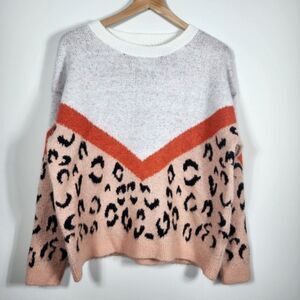Adora Coral Animal Print Soft Sweater Size Medium